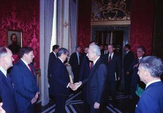 Il Presidente della Repubblica Francesco Cossiga durante la visita ufficiale del Presidente degli Stati Uniti George Herbert Walker Bush e della signora Barbara Bush (26-28 maggio 1989)