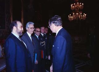 Il Presidente della Repubblica Francesco Cossiga durante la visita ufficiale del Presidente degli Stati Uniti George Herbert Walker Bush e della signora Barbara Bush (26-28 maggio 1989)