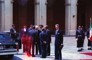 Il Presidente della Repubblica Francesco Cossiga durante la visita ufficiale del Presidente degli Stati Uniti George Herbert Walker Bush e della signora Barbara Bush (26-28 maggio 1989)