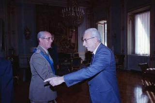 Il Presidente della Repubblica Francesco Cossiga riceve la visita del Generale Domenico Corcione, nuovo Capo di Stato maggiore della Difesa