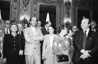 Il Presidente della Repubblica Francesco Cossiga incontra Franco Carraro, ministro del turismo e dello spettacolo, Gian Luigi Rondi, presidente dell'Ente David di Donatello, il comitato promotore, la giuria e i candidati ai Premi "David di Donatello" per il 1989