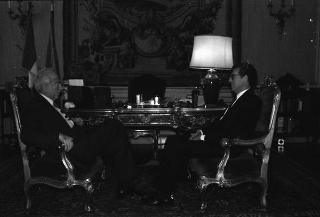 Il Presidente della Repubblica Francesco Cossiga riceve la visita di Tarcisio Andreolli, presidente della Giunta Regionale del Trentino Alto Adige