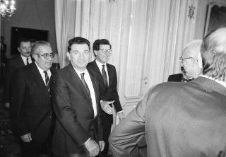 Incontro del Presidente della Repubblica Francesco Cossiga con Rodolfo Anghileri, presidente della CONFAPI, con i componenti la Giunta di presidenza