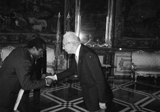 S.E. il Signor Mananga DINTOKA PHOLO, nuovo Ambasciatore della Repubblica dello Zaire: presentazione delle Lettere Credenziali