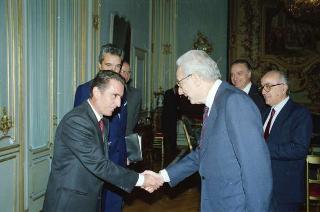 Incontro del Presidente della Repubblica Francesco Cossiga con l'on. Antonio Gava, ministro dell'interno, e i prefetti di nuova nomina