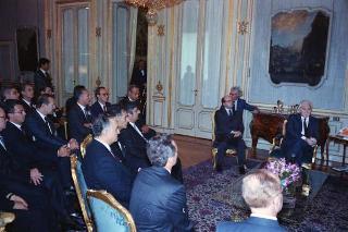 Incontro del Presidente della Repubblica Francesco Cossiga con l'on. Antonio Gava, ministro dell'interno, e i prefetti di nuova nomina