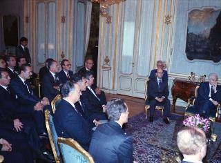 Incontro del Presidente della Repubblica Francesco Cossiga con l'on. Antonio Gava, ministro dell'interno, e i prefetti di nuova nomina