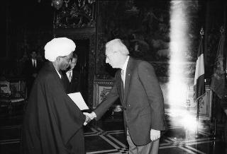 Sua Eccellenza Farouk Mustafa Ali, nuovo Ambasciatore della Repubblica del Sudan: presentazione delle Lettere Credenziali