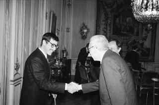 Il Presidente della Repubblica Francesco Cossiga incontra Fabio Roversi Monaco, rettore dell'Università degli studi di Bologna, con i componenti del senato accademico dell'Ateneo