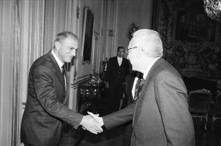 Il Presidente della Repubblica Francesco Cossiga incontra Fabio Roversi Monaco, rettore dell'Università degli studi di Bologna, con i componenti del senato accademico dell'Ateneo