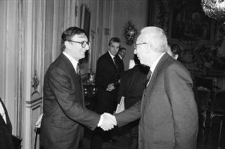 Il Presidente della Repubblica Francesco Cossiga incontra Fabio Roversi Monaco, rettore dell'Università degli studi di Bologna, con i componenti del senato accademico dell'Ateneo