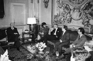 Incontro del Presidente della Repubblica Francesco Cossiga con David Peterson, primo ministro dell'Ontario