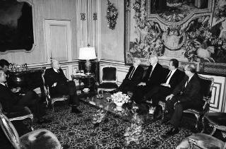 Incontro del Presidente della Repubblica Francesco Cossiga con Antonio Ruberti, ministro dell'Università e della ricerca scientifica e tecnologica, in occasione del 25° anniversario del primo volo del satellite San Marco, ideato da Luigi Broglio