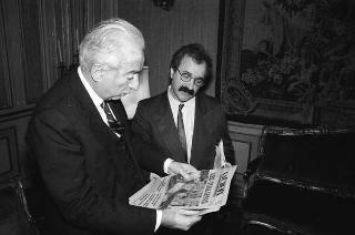 Incontro del Presidente della Repubblica Francesco Cossiga con Georges Mattia, corrispondente a Roma del quotidiano francese "La Croix"