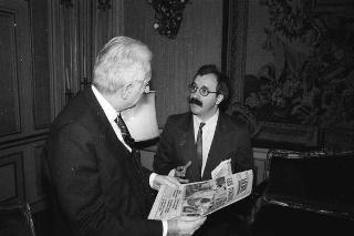 Incontro del Presidente della Repubblica Francesco Cossiga con Georges Mattia, corrispondente a Roma del quotidiano francese "La Croix"