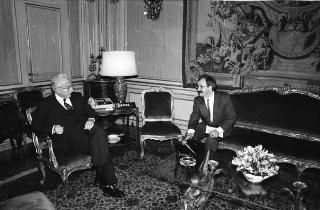 Incontro del Presidente della Repubblica Francesco Cossiga con Georges Mattia, corrispondente a Roma del quotidiano francese "La Croix"