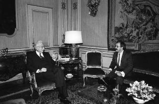 Incontro del Presidente della Repubblica Francesco Cossiga con Georges Mattia, corrispondente a Roma del quotidiano francese &quot;La Croix&quot;