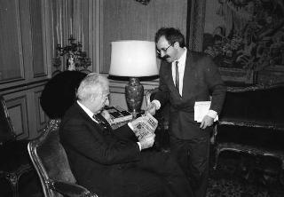 Incontro del Presidente della Repubblica Francesco Cossiga con Georges Mattia, corrispondente a Roma del quotidiano francese "La Croix"