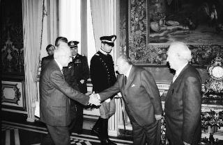 Il Presidente della Repubblica Francesco Cossiga riceve in udienza Antigono Donati, presidente dell'Associazione Amici dell'Accademia dei Lincei, con i componenti del Comiato direttivo e alcuni esponenti dell'Associazione