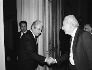 Incontro del Presidente della Repubblica Francesco Cossiga con Antonio Zurzolo, presidente del Banco di Roma, con Giuseppe Greco, Antonio Nottola e Marcello Tacci, amministratori delegati