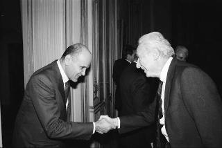 Incontro del Presidente della Repubblica Francesco Cossiga con Antonio Zurzolo, presidente del Banco di Roma, con Giuseppe Greco, Antonio Nottola e Marcello Tacci, amministratori delegati