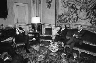 Incontro del Presidente della Repubblica Francesco Cossiga con Antonio Zurzolo, presidente del Banco di Roma, con Giuseppe Greco, Antonio Nottola e Marcello Tacci, amministratori delegati