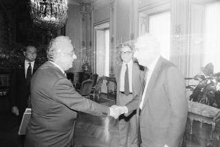 Incontro del Presidente della Repubblica Francesco Cossiga con Antonio D'Amico, presidente della Confederazione italiana armatori, con la Giunta della Confitarma