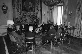 Incontro del Presidente della Repubblica Francesco Cossiga con Antonio D'Amico, presidente della Confederazione italiana armatori, con la Giunta della Confitarma