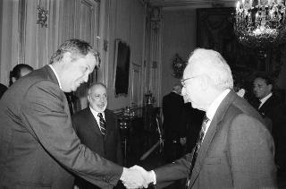 Incontro del Presidente della Repubblica Francesco Cossiga con Antonio D'Amico, presidente della Confederazione italiana armatori, con la Giunta della Confitarma