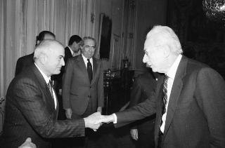 Incontro del Presidente della Repubblica Francesco Cossiga con Antonio D'Amico, presidente della Confederazione italiana armatori, con la Giunta della Confitarma