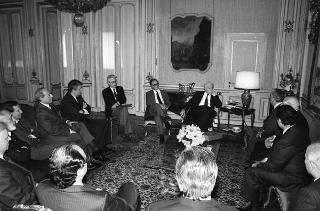 Incontro del Presidente della Repubblica Francesco Cossiga con Antonio D'Amico, presidente della Confederazione italiana armatori, con la Giunta della Confitarma