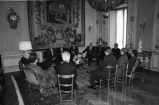 Incontro del Presidente della Repubblica Francesco Cossiga con Antonio D'Amico, presidente della Confederazione italiana armatori, con la Giunta della Confitarma