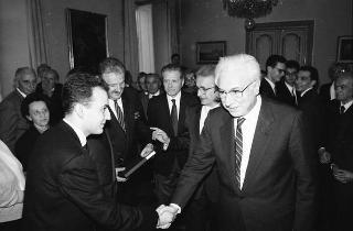 Incontro del Presidente della Repubblica Francesco Cossiga con Vittorino Colombo, e un gruppo di cittadini di Albiate
