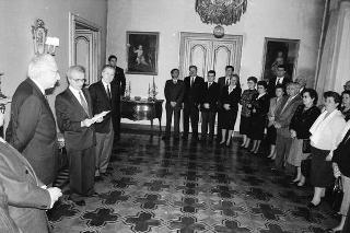 Incontro del Presidente della Repubblica Francesco Cossiga con Vittorino Colombo, e un gruppo di cittadini di Albiate