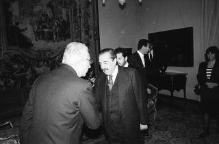 Incontro del Presidente della Repubblica Francesco Cossiga con Raul Alfonsin, ex Presidente della Repubblica Argentina