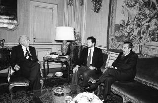 Incontro del Presidente della Repubblica Francesco Cossiga con Raul Alfonsin, ex Presidente della Repubblica Argentina