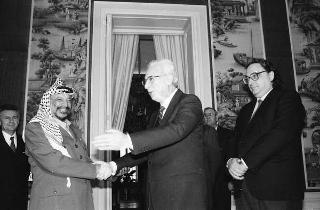 Incontro del Presidente della Repubblica Francesco Cossiga con Yasser Arafat, Presidente dell'OLP
