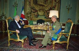 Il Presidente della Repubblica Francesco Cossiga riceve il Generale di Corpo d'Armata Domenico Corcione, nuovo capo di Stato maggiore della Difesa