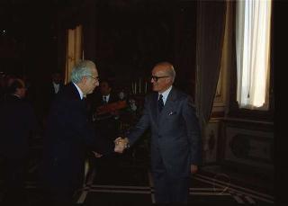 Il Presidente della Repubblica Francesco Cossiga riceve il Generale di Squadra Aerea Stelio Nardini, nuovo Capo di Stato maggiore dell'Aeronautica