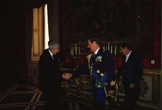 Il Presidente della Repubblica Francesco Cossiga riceve il Generale di Squadra Aerea Stelio Nardini, nuovo Capo di Stato maggiore dell'Aeronautica