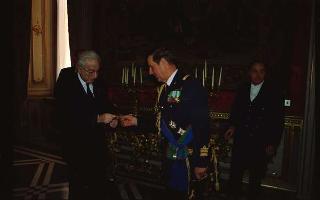 Il Presidente della Repubblica Francesco Cossiga riceve il Generale di Squadra Aerea Stelio Nardini, nuovo Capo di Stato maggiore dell'Aeronautica