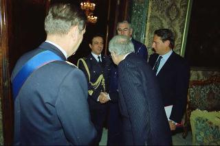 Il Presidente della Repubblica Francesco Cossiga riceve il Generale di Squadra Aerea Stelio Nardini, nuovo Capo di Stato maggiore dell'Aeronautica