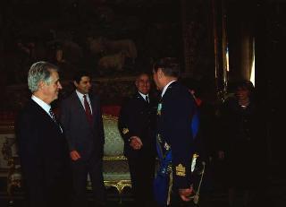 Il Presidente della Repubblica Francesco Cossiga riceve il Generale di Squadra Aerea Stelio Nardini, nuovo Capo di Stato maggiore dell'Aeronautica
