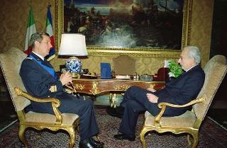 Il Presidente della Repubblica Francesco Cossiga riceve il Generale di Squadra Aerea Stelio Nardini, nuovo Capo di Stato maggiore dell'Aeronautica