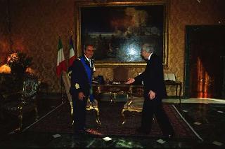 Il Presidente della Repubblica Francesco Cossiga riceve il Generale di Squadra Aerea Stelio Nardini, nuovo Capo di Stato maggiore dell'Aeronautica