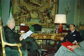 Il Presidente della Repubblica Francesco Cossiga riceve la visita di congedo Sua Eccellenza Mariano Fontecilla de Santiago Concha, ambasciatore della Repubblica del Cile
