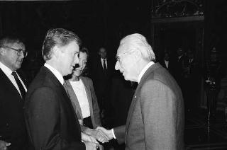 Incontro del Presidente della Repubblica Francesco Cossiga con il Vice Presidente degli USA Dan Quayle e la signora Quayle, e successiva udienza con gli esponenti della Fondazione Eisenhower