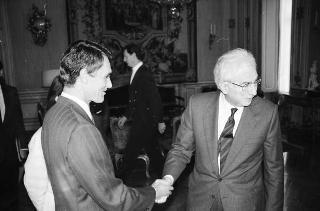 Incontro del Presidente della Repubblica Francesco Cossiga con Anibal Cavaco Silva, primo ministro della Repubblica del Portogallo