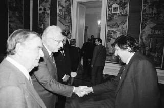 Incontro del Presidente della Repubblica Francesco Cossiga con l'on. Giovanni Malagodi, con il Bureau dell'Internazionale liberale