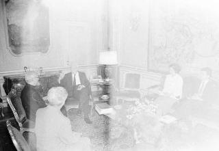 Incontro del Presidente della Repubblica Francesco Cossiga con Mons. Giovanni Saldarini, arcivescovo di Torino e una delegazione dell'Arcidiocesi